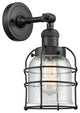 1-Light Small Bell Cage 8" Sconce, Matte Black, Glass: Seedy