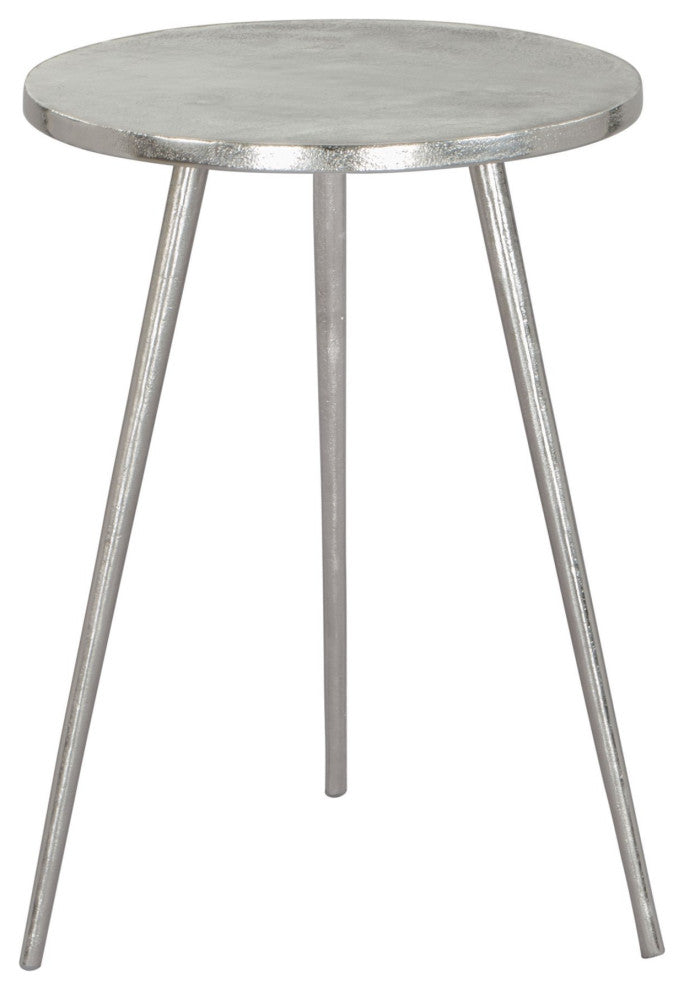 Sofa Side Table, Round, Aluminum, Metal, Silver, Lounge Cafe Lobby Hospitality