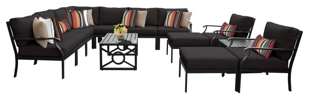 kathy ireland Madison Ave. 13 Piece Aluminum Patio Furniture Set 13a, Onyx