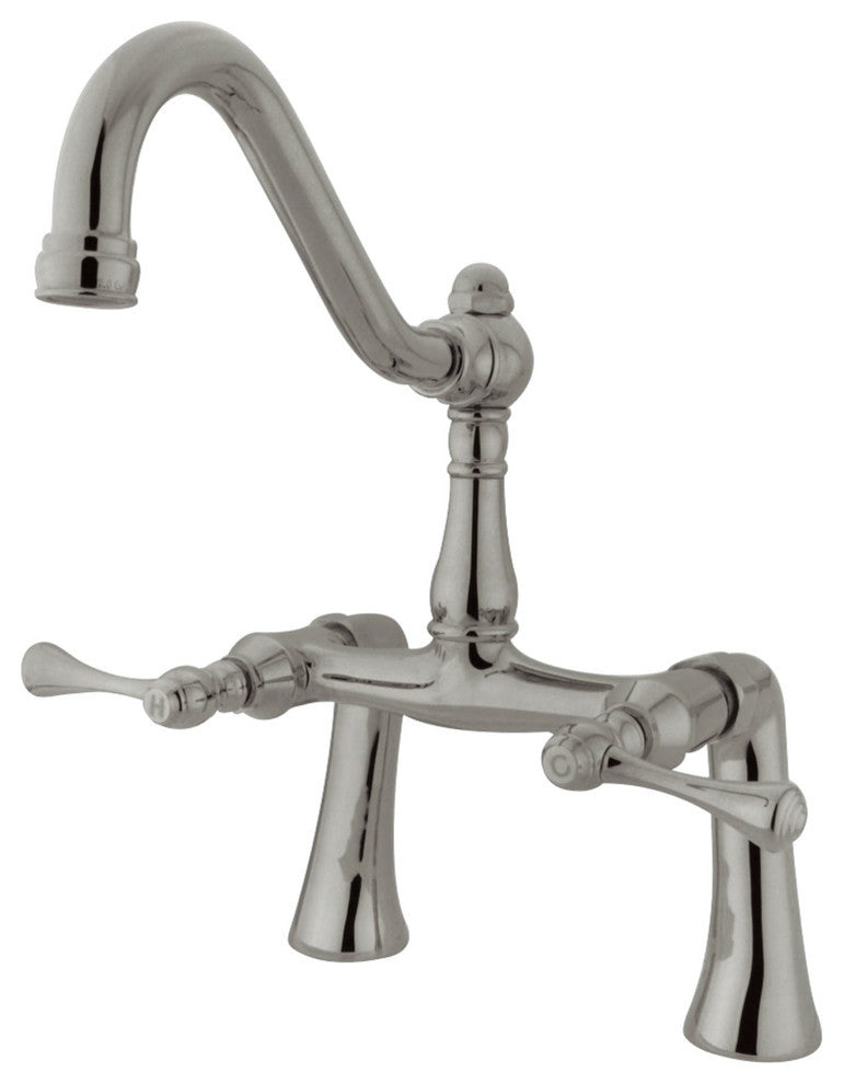 Kingston Brass 7" Center Deck Mount Clawfoot Tub Faucet, Brushed Nickel