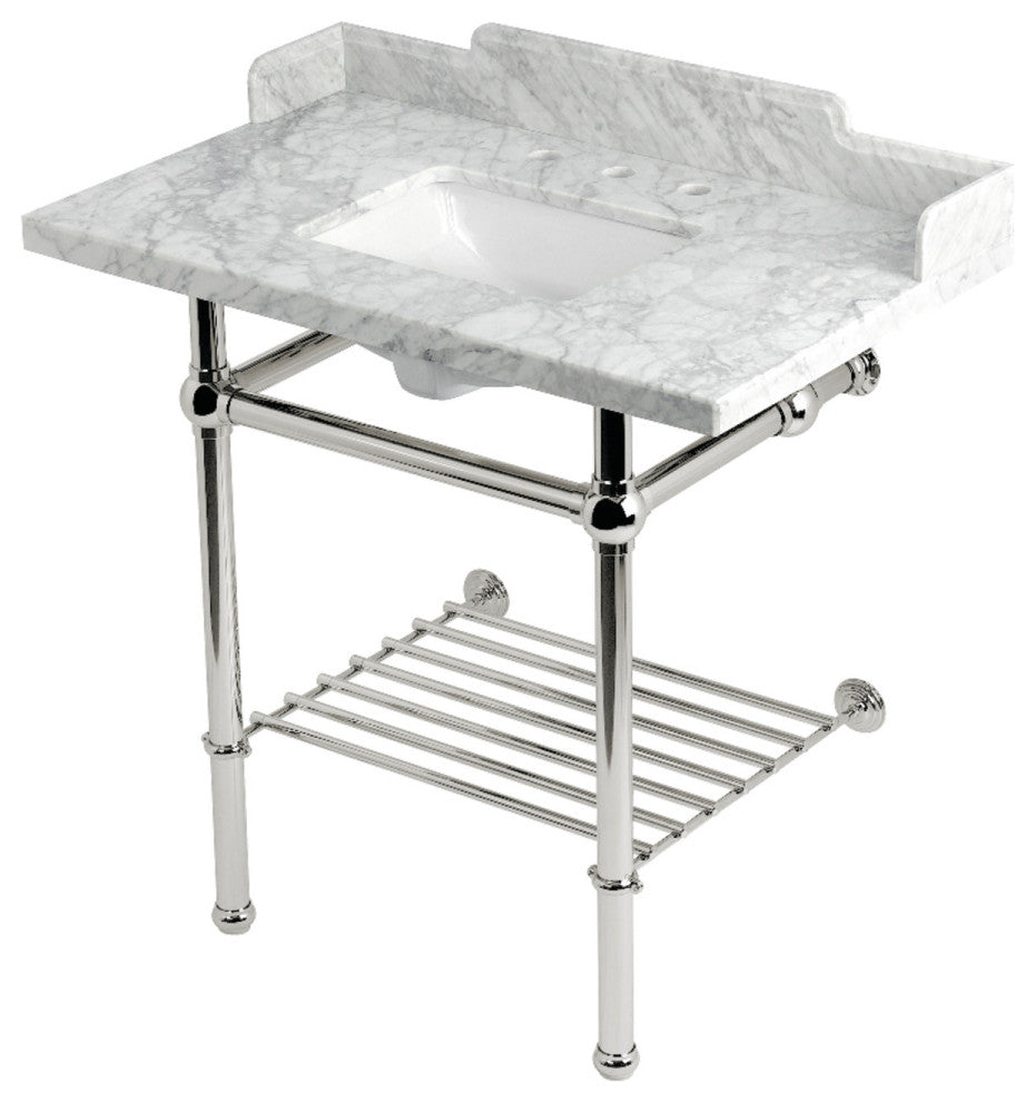 LMS36MBSQB6 36" Console Sink with Brass Legs (8-Inch, 3 Hole)