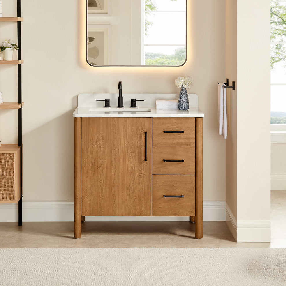 Velora Bathroom Vanity, Mango Brown, 36", No Mirror