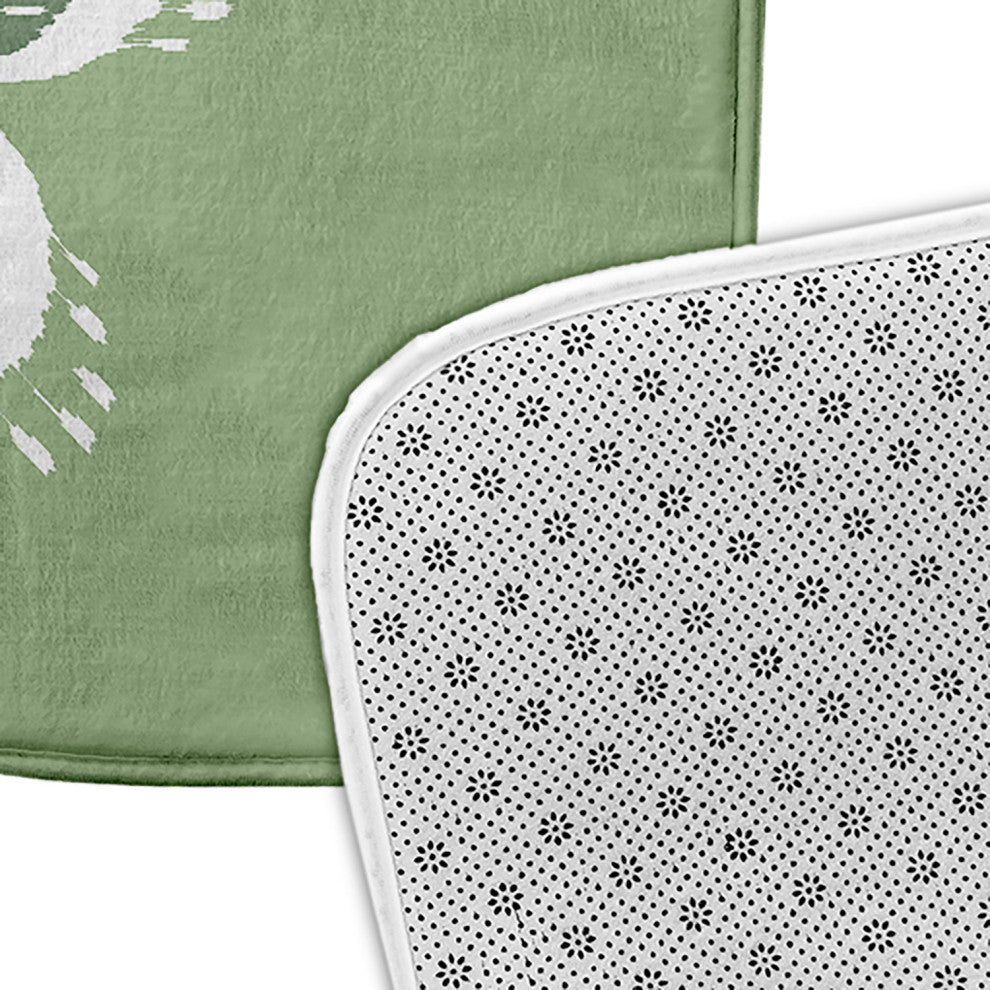 24" x 17" Ikat Mandala Bathmat, Sage Green