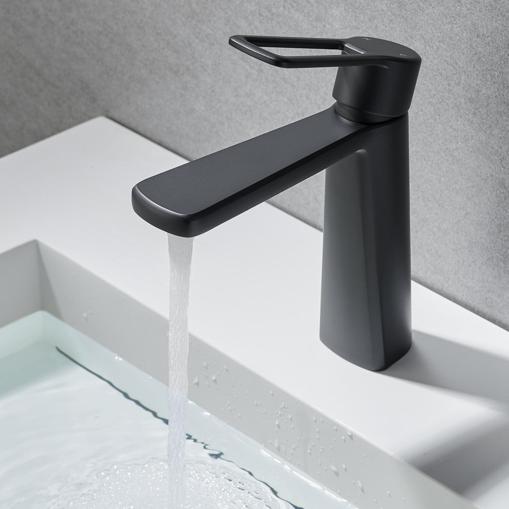 Paula Single Hole Single-Handle Bathroom Faucet, Matte Black