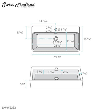 Claire 30" Rectangle Wall-Mount Bathroom Sink