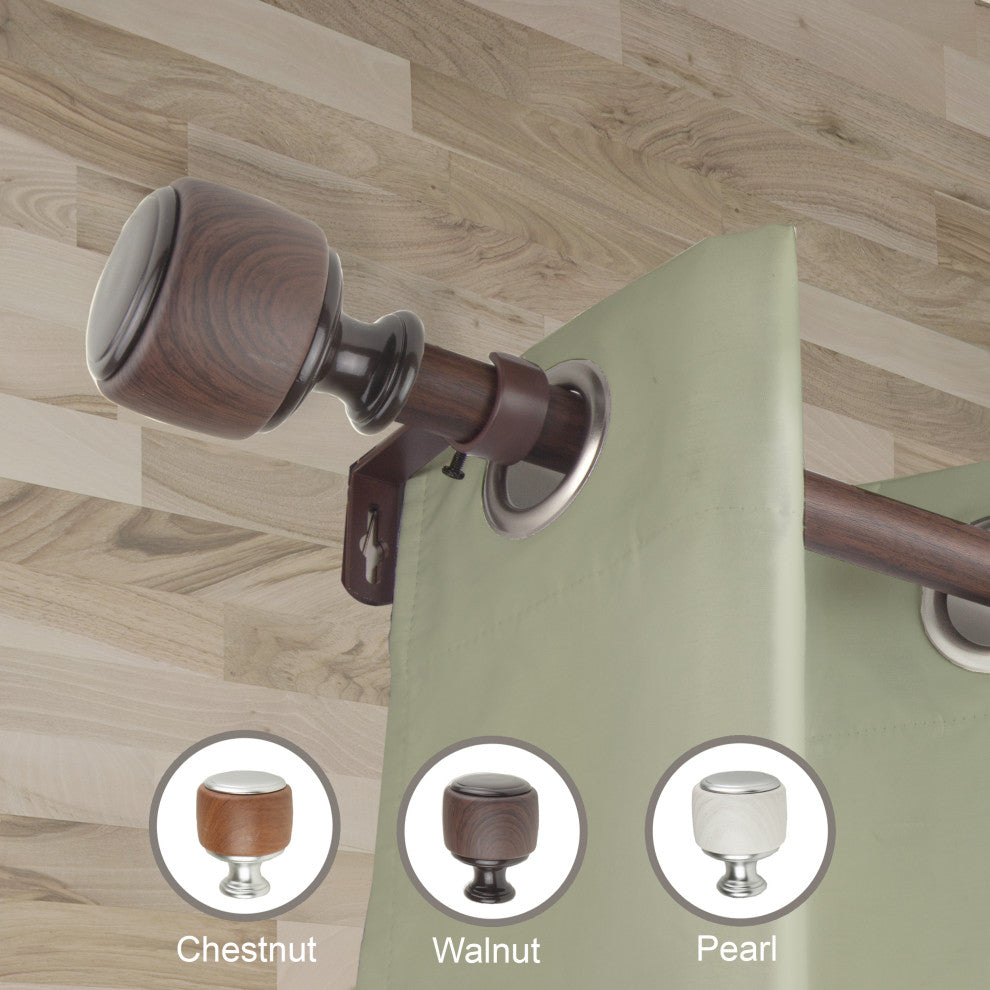 Eula 1" Diameter Curtain Rod, Dark Walnut, 120-170"