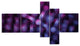 Crystal Cell Purple Steel Texture, Abstract Wall Art Canvas, 60"x32", 5 panels