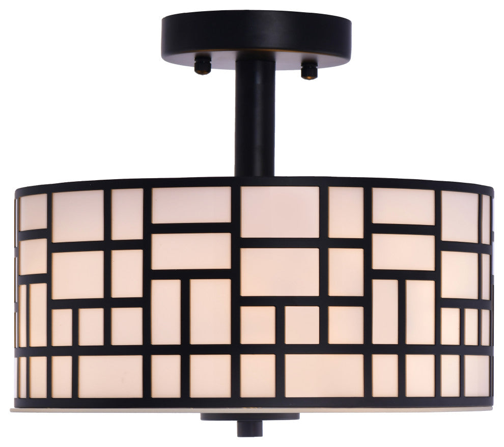 Lazzur Moselle 3 Light 12" Matte Black Semi-Flush Mount Ceiling Light