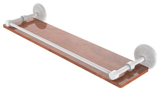 Monte Carlo 22" Solid Wood Shelf with Gallery Rail, Matte White