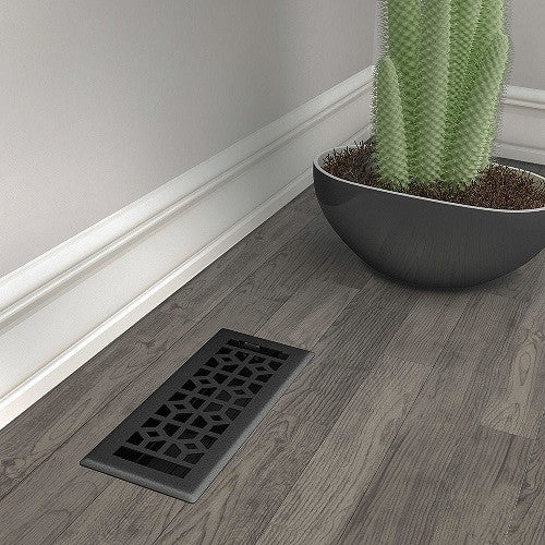 Templar Floor Register, Black Iron, 4 X 12