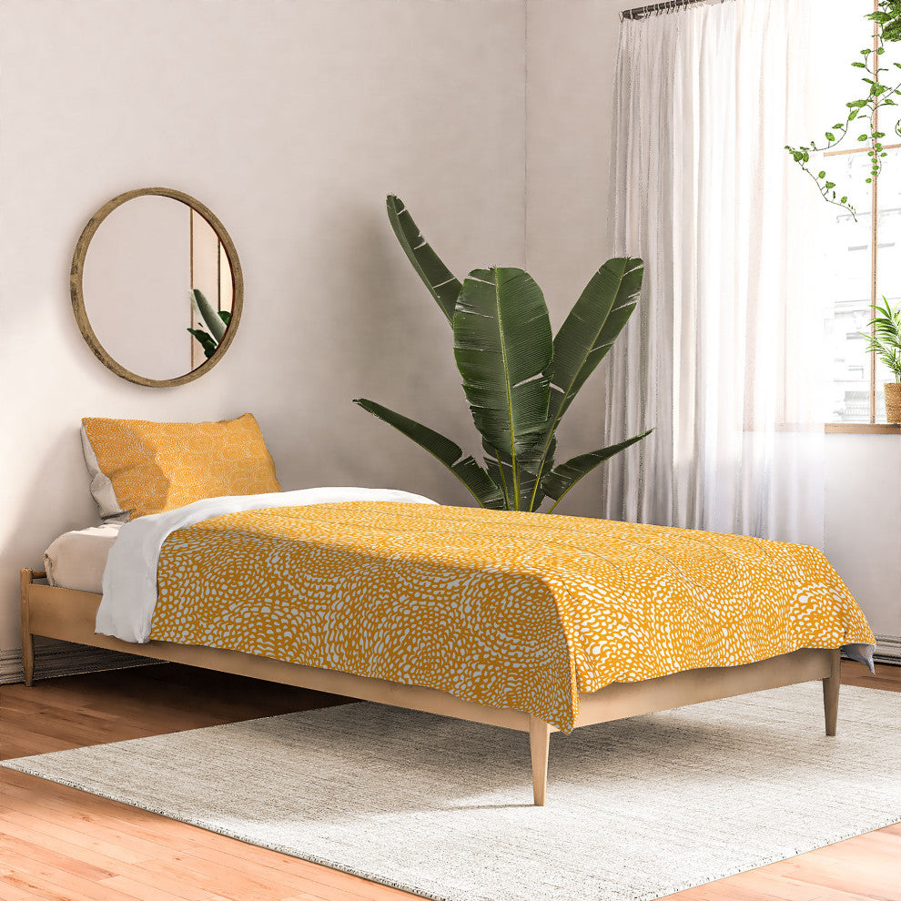 Deny Designs Julia Da Rocha Dahlias Yellow Comforter, Twin Xl