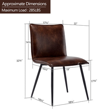 Set of 4 Minimalist Faux Leather Side Chairs for Dining Room, Dark Brown
