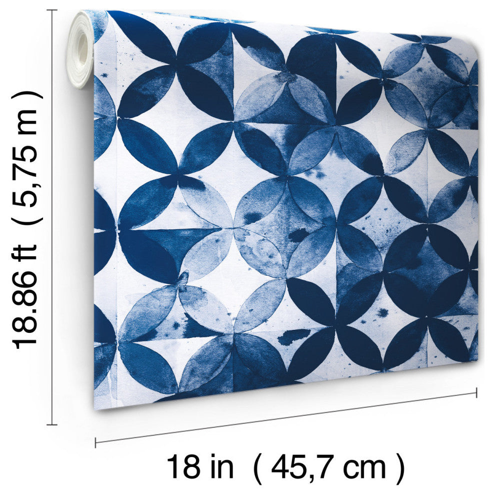 Paul Brent Moroccan Tile Peel and Stick Wallpaper, Blue