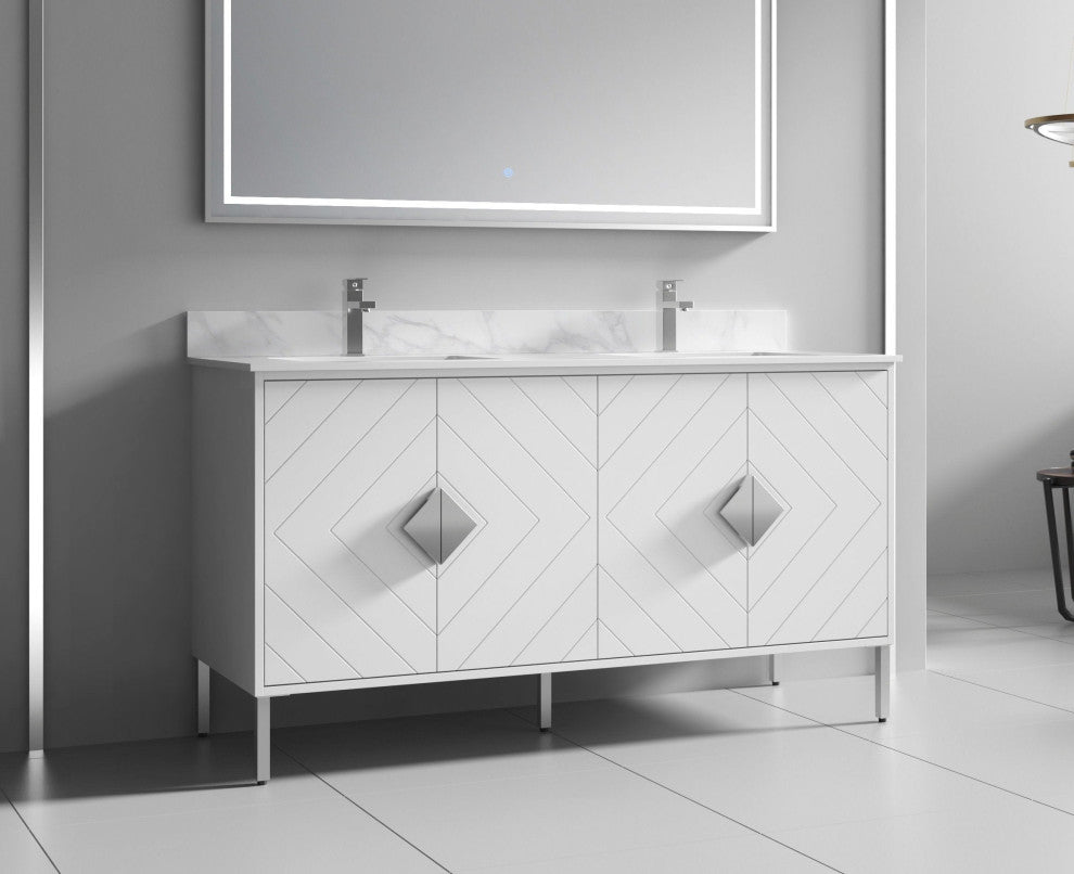 60" Tennant Brand Eileen Modern Style Double Sink Bathroom Vanity