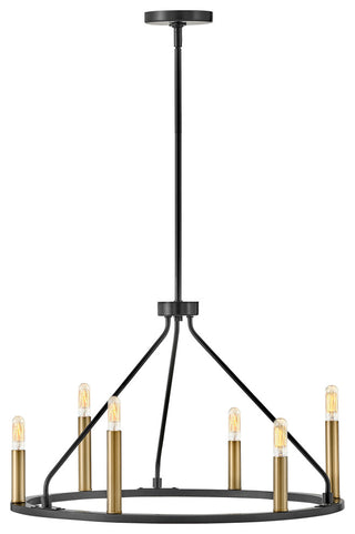 Lark Lazlo 24.25" Small Single Tier Chandelier, Black + Lacquered Brass