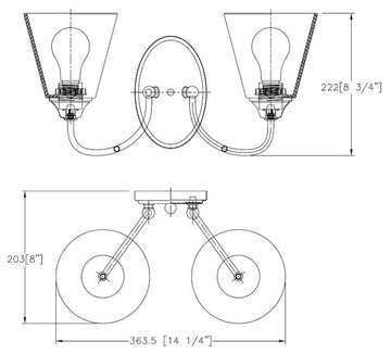 Galveston Matte Black 2-Light Wall Sconce Bathroom Fixture, 21-0034