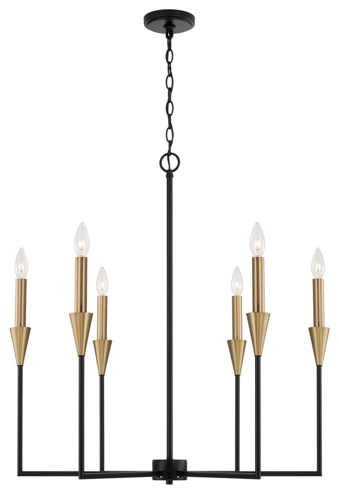 Capital Lighting 451961 Avant 6 Light 29"W Taper Candle Style - Aged Brass /