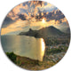 Seashore From Top Of The Hill, Seascape Round Metal Wall Art, 11"