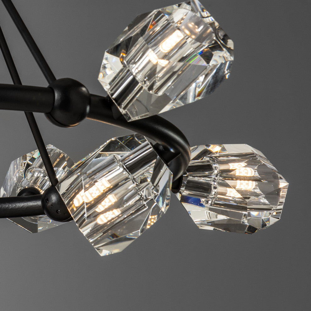 Gatsby 9-Light Ring Pendant - Black - Crystal