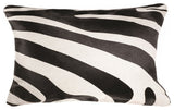 Natural Torino Cowhide Pillow 12"x20", Zebra Black on Off-White
