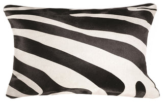 Natural Torino Cowhide Pillow 12"x20", Zebra Black on Off-White