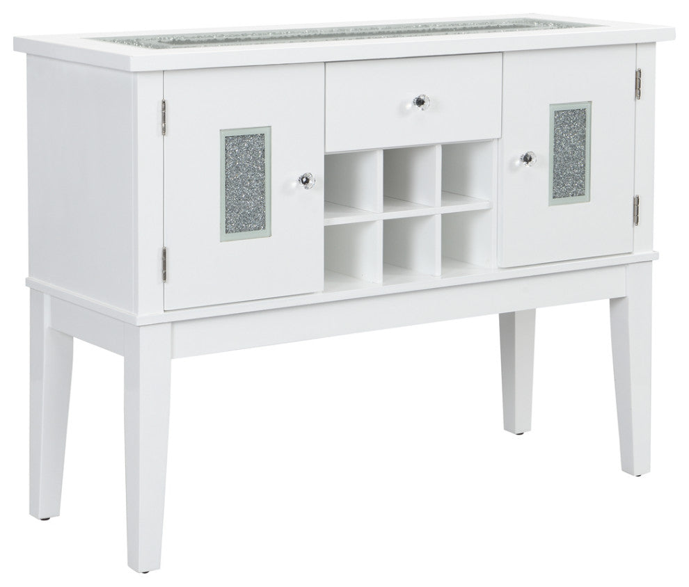 Wood Server With 2 Doors and a Drawer, White