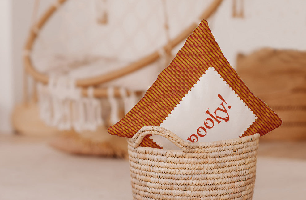 Halloween Spooky Ticking Accent Pillow With Removable Insert, Dark Red, 26"x26"