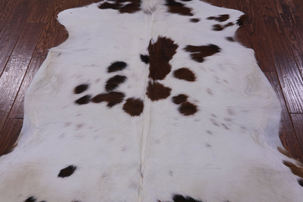Brown and White Natural Cowhide Rug 5' 11" X 5' 3" C2389