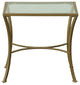 Palin Glass Top Accent Table, Antique Gold