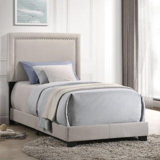 Zion Upholstered Platform Bed, Beige, Twin
