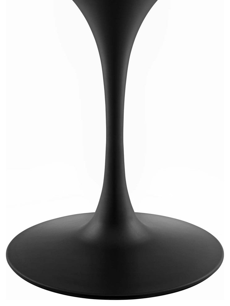 Modern Room Round Dining Table, Artificial Marble Stone Metal, Black White