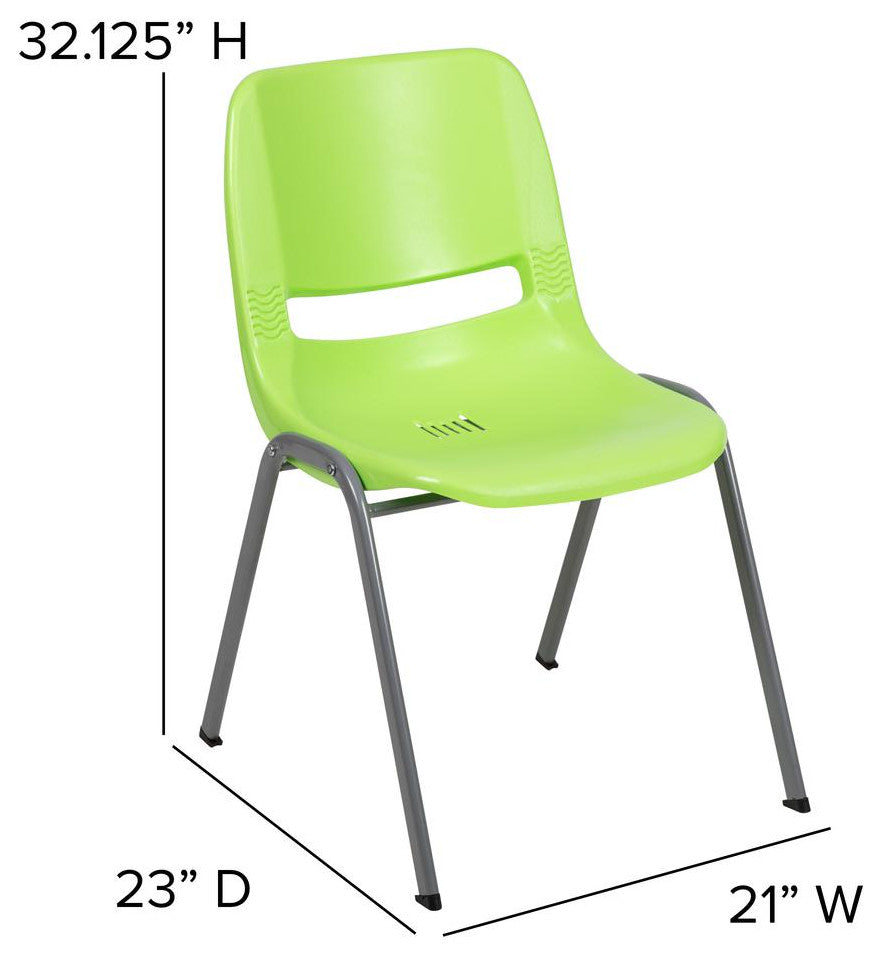 HERCULES Series 880 lb. Capacity Green Ergonomic Shell Stack Chair with Gray...