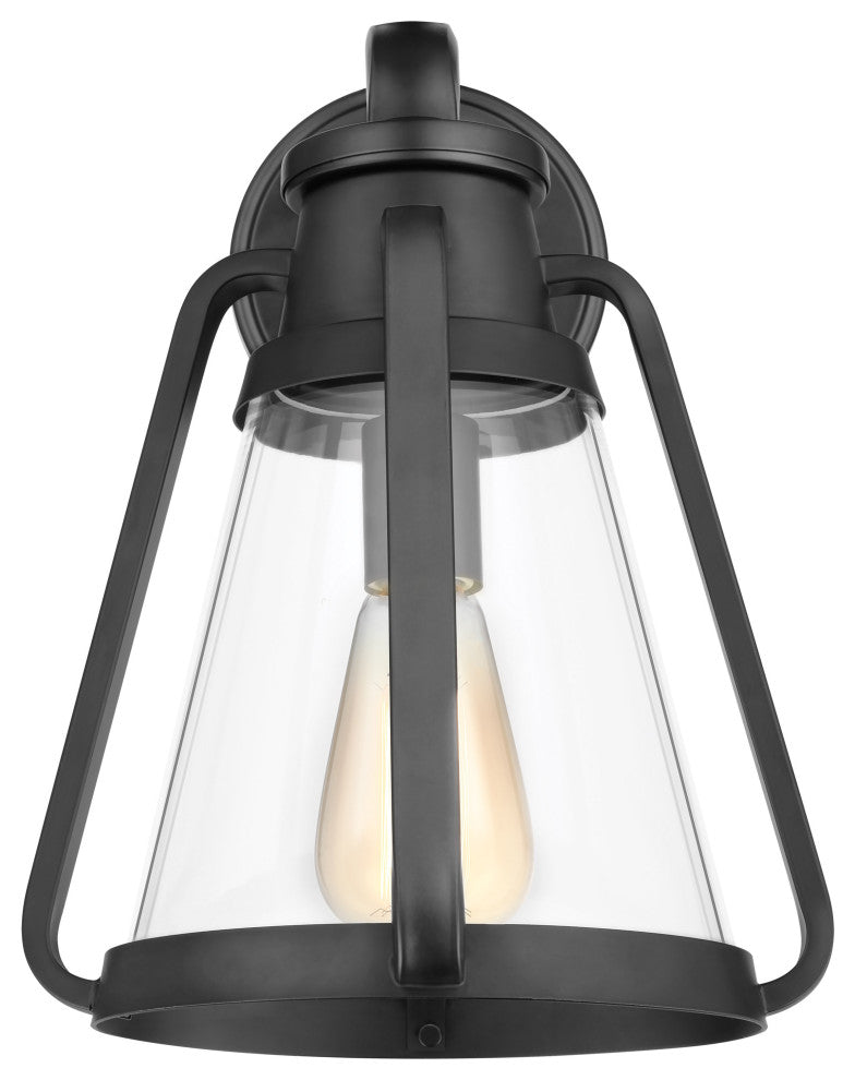 Everett 1-Light Large Wall Sconce, Matte Black With Clear Glass