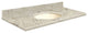 Quartz 37"x19" Vanity Top, Single Faucet Hole, Carmel, Biscuit Bowl