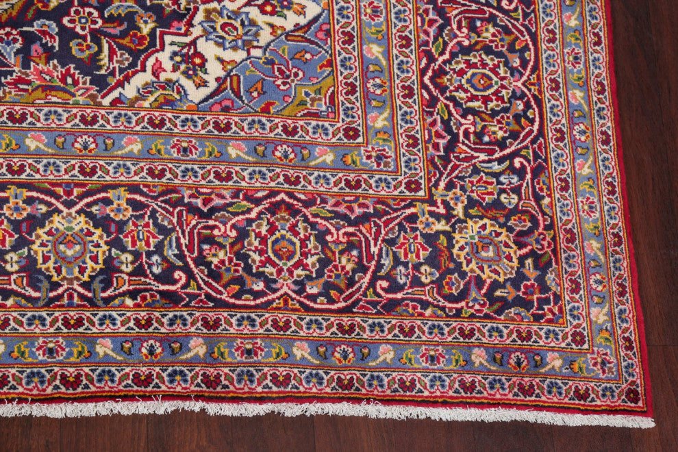 Consigned, Kashan Hand-Knotted Oriental Traditional Persian Area Rug, Red, 8x12