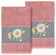 Linum Home Turkish Cotton Daisy 2-Piece Embellished Hand Towel Set, Tea Rose
