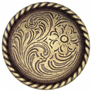 Engraved Flower Knob, Brass Ox