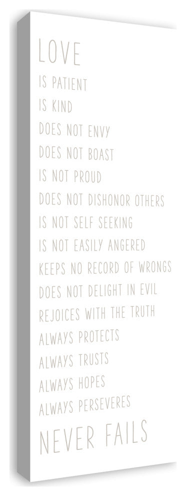 Love Never Fails 12x36 Canvas Wall Art