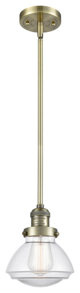 Olean 1-Light Mini Pendant, Antique Brass, Clear