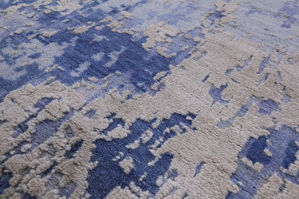 Abstract Wool and Silk Handmade Rug 8' 10" X 12' 6" Q8654