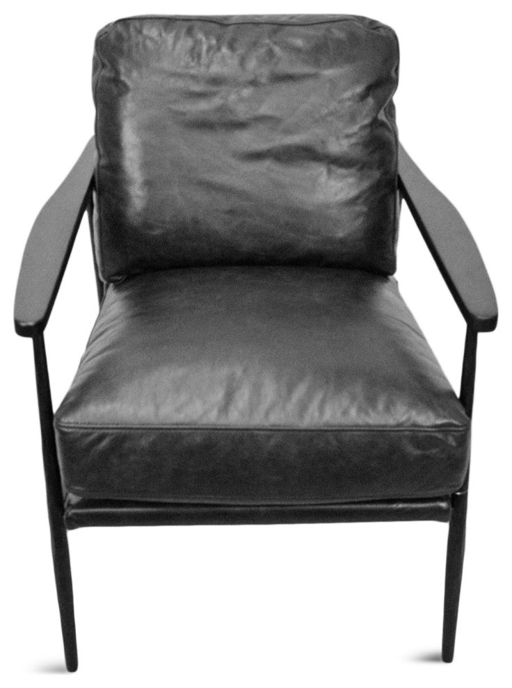 Charcoal Black Leather Club Chair