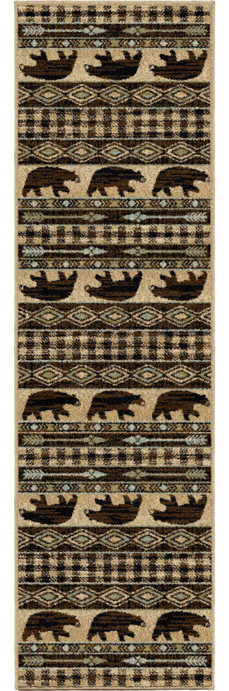 Lodge King Bear Down Lodge Area Rug, Antique, 2'3"x7'7"