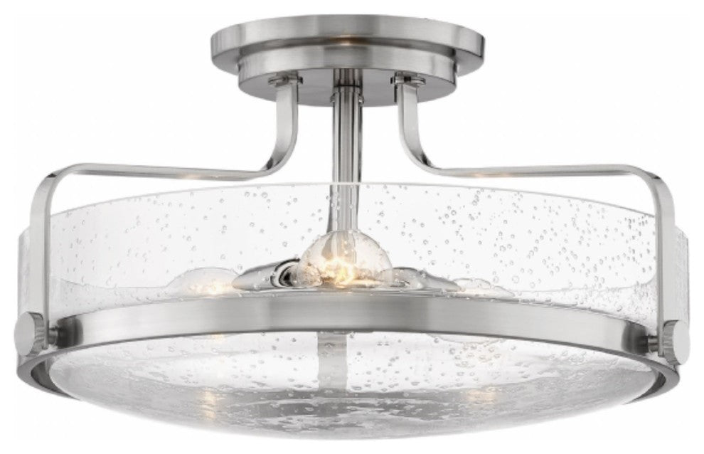 Harper Semi-Flush, Brushed Nickel with Clear Seedy