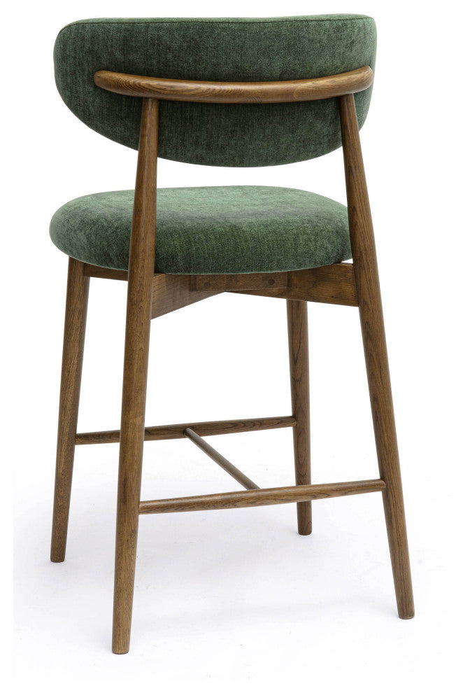 Zinea Performance Textured Velvet Counter Stool, Forest Green