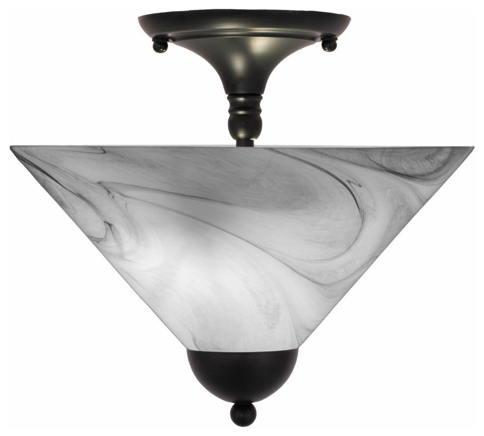 Semi-Flush 2-Light Semi-Flush Mount, Matte Black/Onyx Swirl