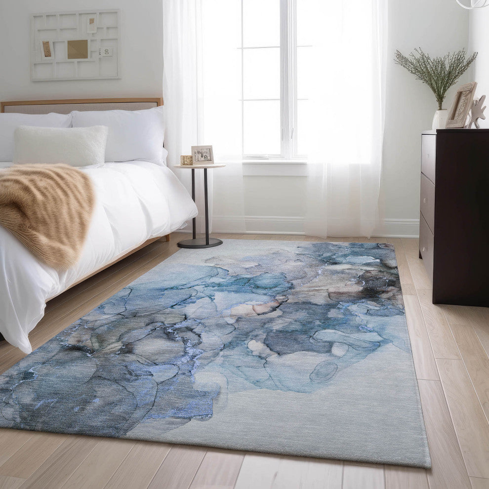 Premium Machine Washable Mayfield AMF520 Blue 8' x 10' Rug