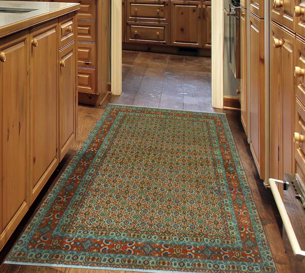 Fine Vintage Distressed Layken Rust/Beige Rug, 3'0 x 4'11