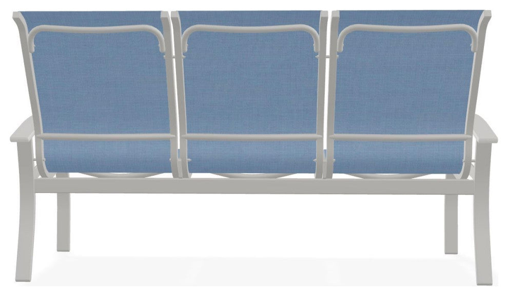 Belle Isle Sling 3-Seat Outdoor Sofa, Sky/Snow
