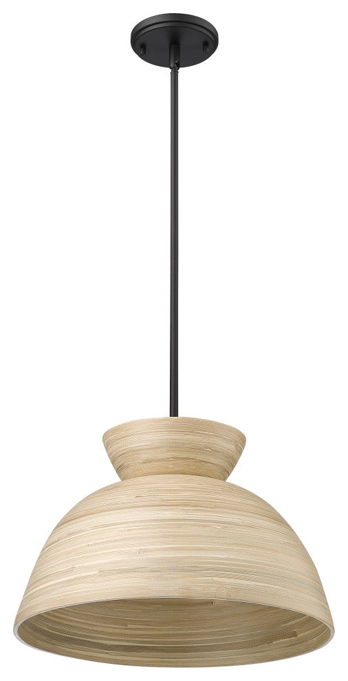 1 Light 16 in. Matte Black Pendant