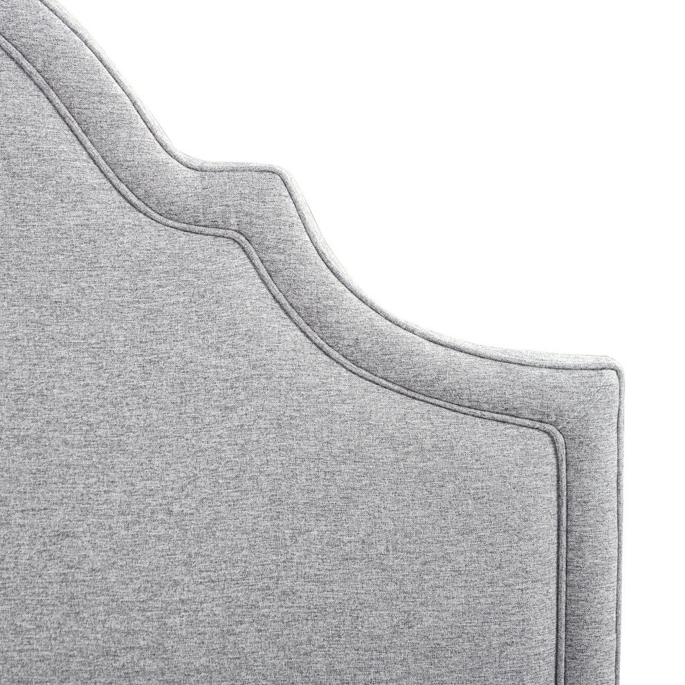 Catherine Arched Upholstered Camelback Headboard, Light Gray, Queen